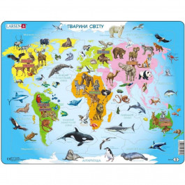 Larsen Пазл рамка-вкладыш  Карта Африки - животный мир (на украинском языке), серия МАКСИ A22-UA