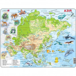 Larsen Пазл рамка-вкладыш  Карта Азии с животными (на украинском языке), серия МАКСИ A30-UA