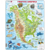 Larsen Пазл рамка-вкладыш  Карта Северной Америки с животными (на укр языке), серия МАКСИ A32-UA - зображення 1