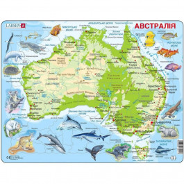 Larsen Пазл рамка-вкладыш  Карта Австралии с животными (на украинском языке), серия МАКСИ A31-UA