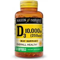 Mason Natural Витамин D3 10000 МЕ, Vitamin D, , 30 гелевых капсул