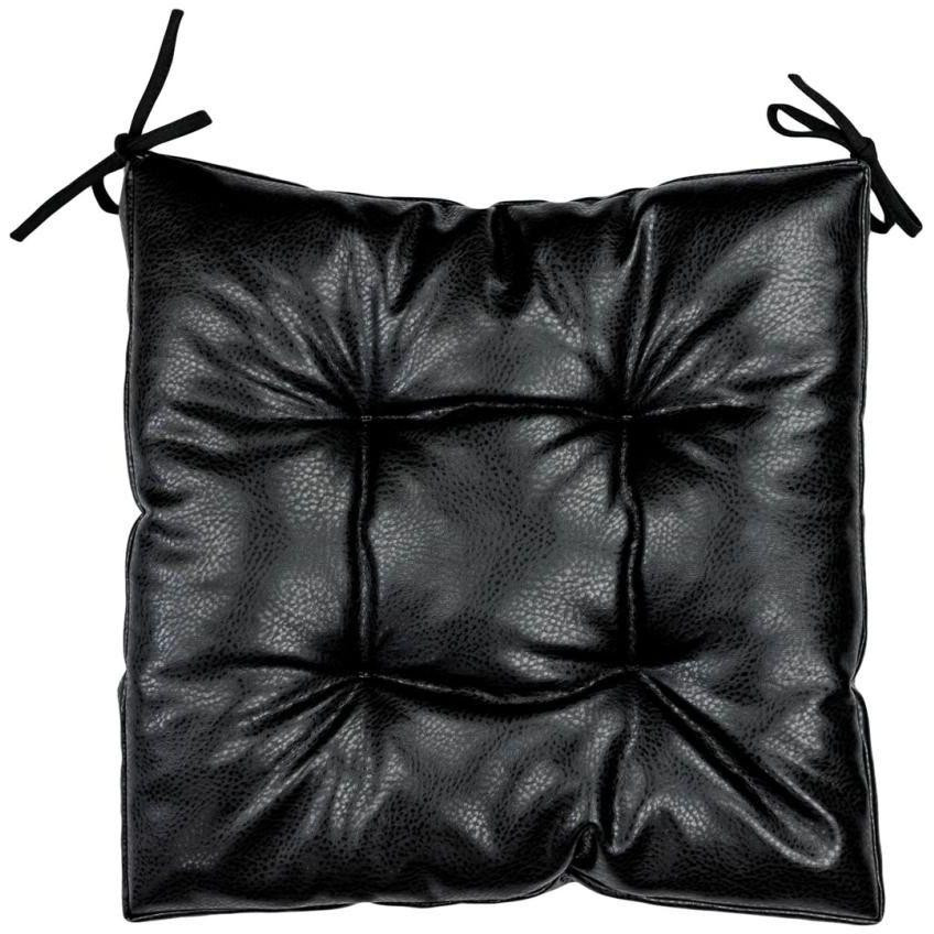 Прованс Подушка на стілець  з екошкіри чорна 40х40 см (34075) (4823093457614) - зображення 1