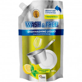 Wash&Free Засіб для ручного миття посуду  Лимон і м&apos;ята (Doypack) 0,5л (4260637724663)