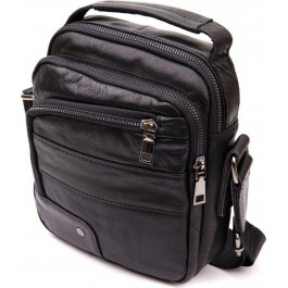 Vintage Чорна сумка-барсетка з натуральної шкіри в компактному розмірі  (20426)