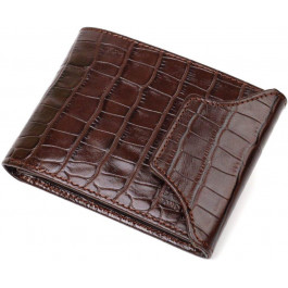 Bond Non Чоловічий портмоне коричневого кольору з натуральної шкіри з тисненням під крокодила на кнопці BOND 