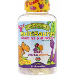 KAL MultiSaurus Dinosaurs Мультивітаміни та мінерали для дітей зі смаком ягід, апельсина та винограду 90