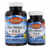 Carlson Labs Elite Omega-3 Plus D & K, Natural Lemon Flavor, 60 + 30 Free Soft Gels (CAR-17540) - зображення 1