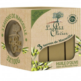 Le Petit Olivier Марсельское мыло  100% vegetal oils soap Оливковое масло 3x100 г (3549620005851)