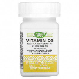 Nature's Way Вітамін D3  Vitamin D3, Extra Strength, Chocolate, 50 mcg (2,000 IU), 90 Sugar-Free Tablets