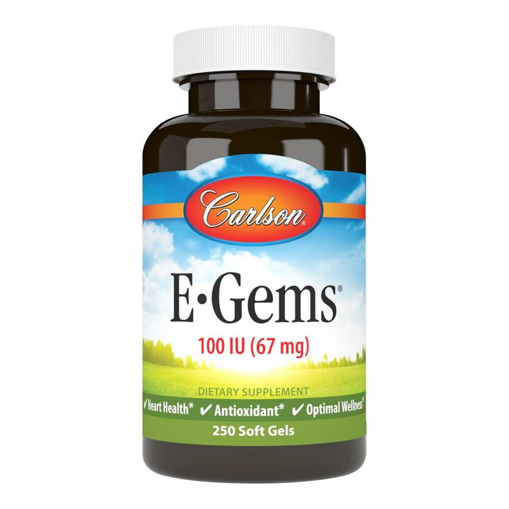 Carlson Labs E-Gems, 67 mg (100 IU), 250 Softgels - зображення 1