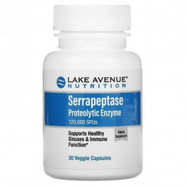 Lake Avenue Nutrition Serrapeptase Proteolytic Enzyme 120,000 SPUs 30 Veggie Capsules