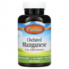Carlson Labs Chelated Manganese 20 mg 250 Tablets