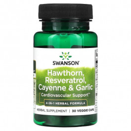 Swanson Hawthorn, Resveratrol, Cayenne & Garlic, 30 Veggie Caps