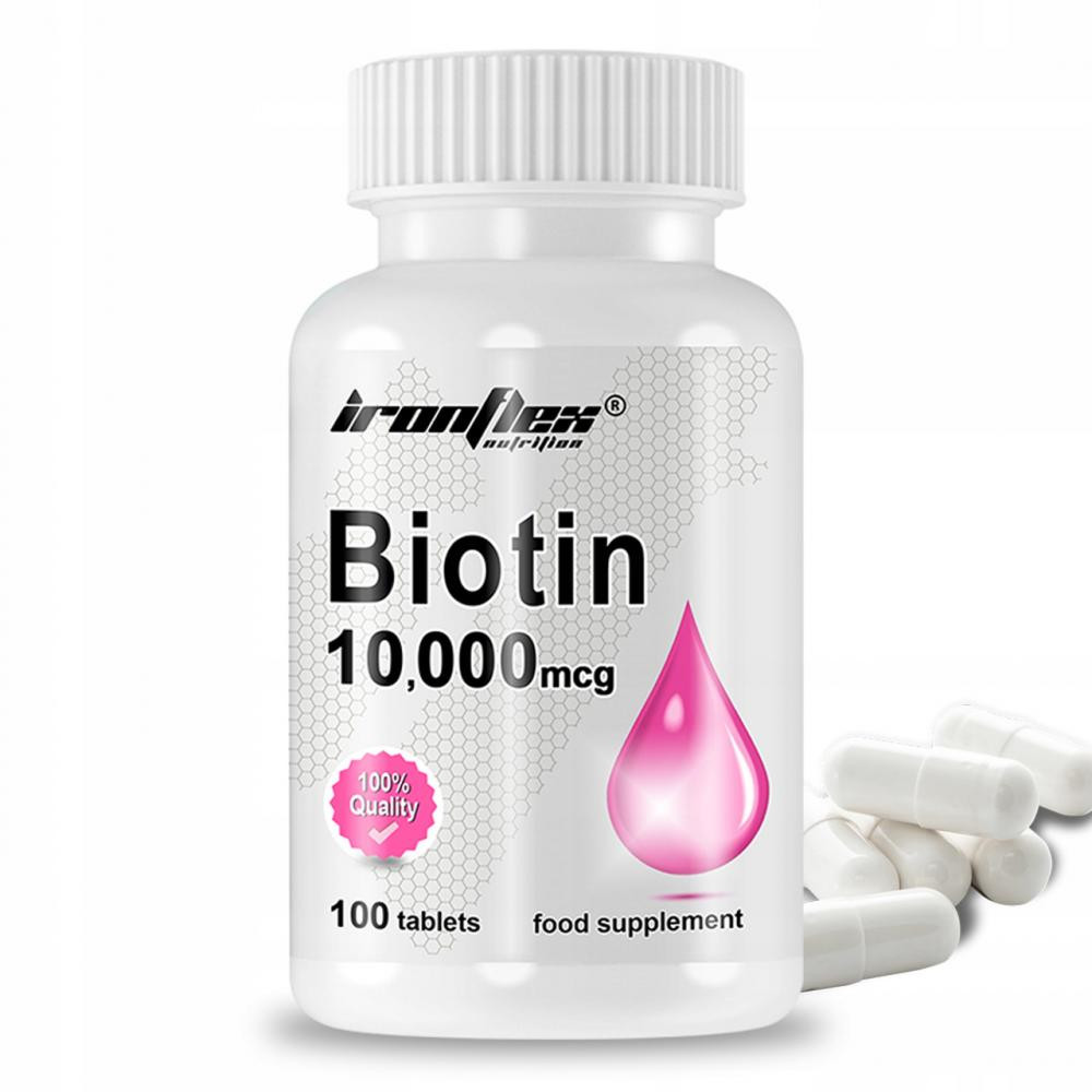 IronFlex Nutrition Біотин  Biotin 10 000 mcg 100 tabs - зображення 1