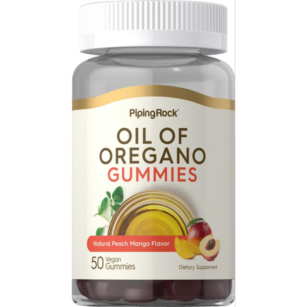 Piping Rock Oil of Oregano 50 Vegan Gummies (Natural Peach Mango) - зображення 1