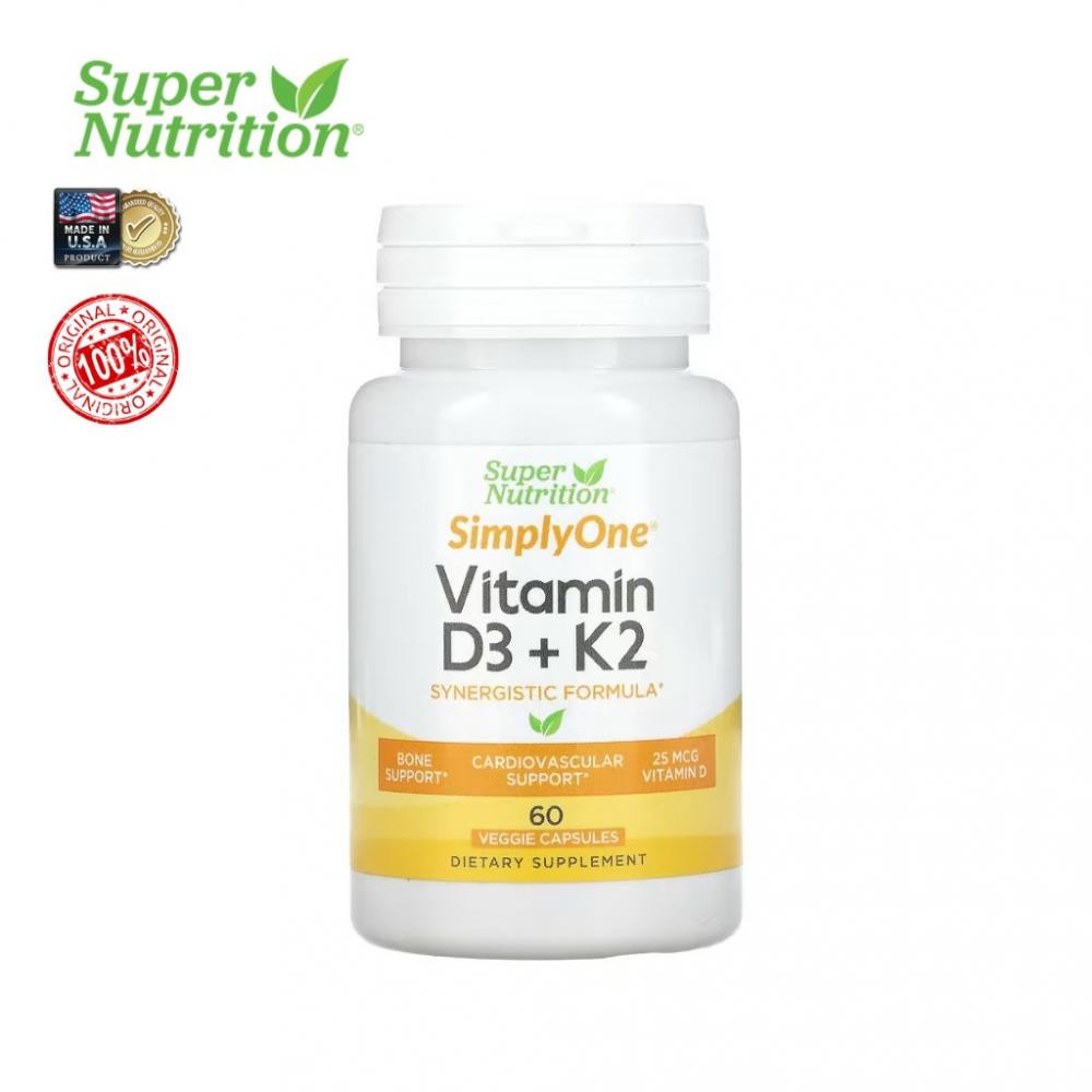 Super Nutrition Витамины D3 и К2  Vitamin D3 + K2 60 Veggie Capsules - зображення 1