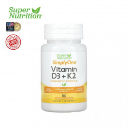 Super Nutrition Витамины D3 и К2  Vitamin D3 + K2 60 Veggie Capsules