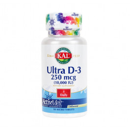 KAL Вітамін D3  Ultra D-3, 250 mcg (10,000 IU), 90 Softgels