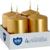Bispol Набір свічок 4 шт. циліндр  AURA Candles Золотий металік (sw40/60-213) - зображення 1
