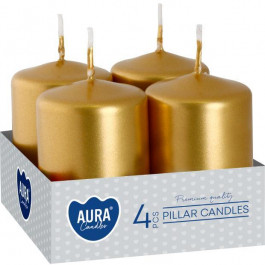 Bispol Набір свічок 4 шт. циліндр  AURA Candles Золотий металік (sw40/60-213)