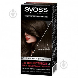 Syoss Крем-фарба для волосся  Permanent Coloration 3-1 темно-каштановий 115 мл