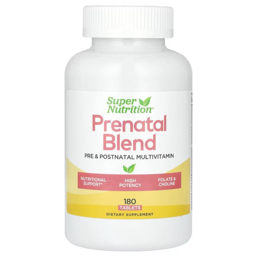 Super Nutrition Prenatal Blend Multivitamin with Folate and Choline 180 Tablets - зображення 1