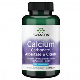 Swanson Calcium 500 mg (Carbonate, Aspartat&Citrate), 100 таблеток