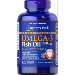 Puritan's Pride Omega-3 Fish Oil Triple Strength 1400 mg 120 Softgels