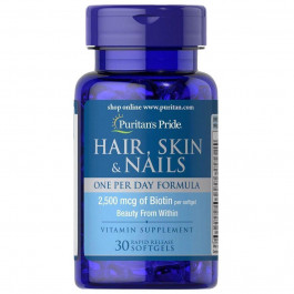 Puritan's Pride Hair, Skin & Nails One Per Day Formula 30 Softgels
