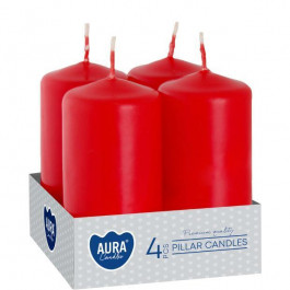 Bispol Набір свічок 4 шт. циліндр  AURA Candles Червоний (sw40/80-030)