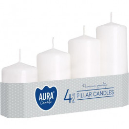 Bispol Набір свічок 4 шт. циліндр  AURA Candles Білі (sw50/4-090)