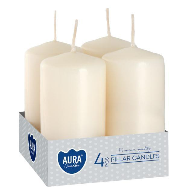 Bispol Набір свічок 4 шт. циліндр  AURA Candles Молочний (sw40/80-011) - зображення 1