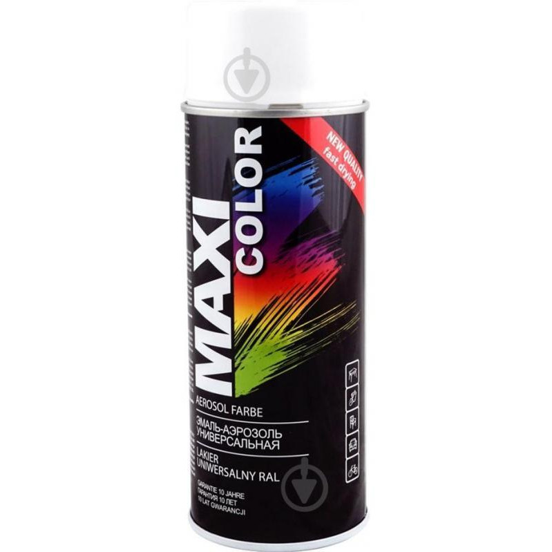 MAXI color Эмаль Maxi Color аэрозольная универсальная декоративная RAL 9003 сигнальный белый мат 400 мл - зображення 1
