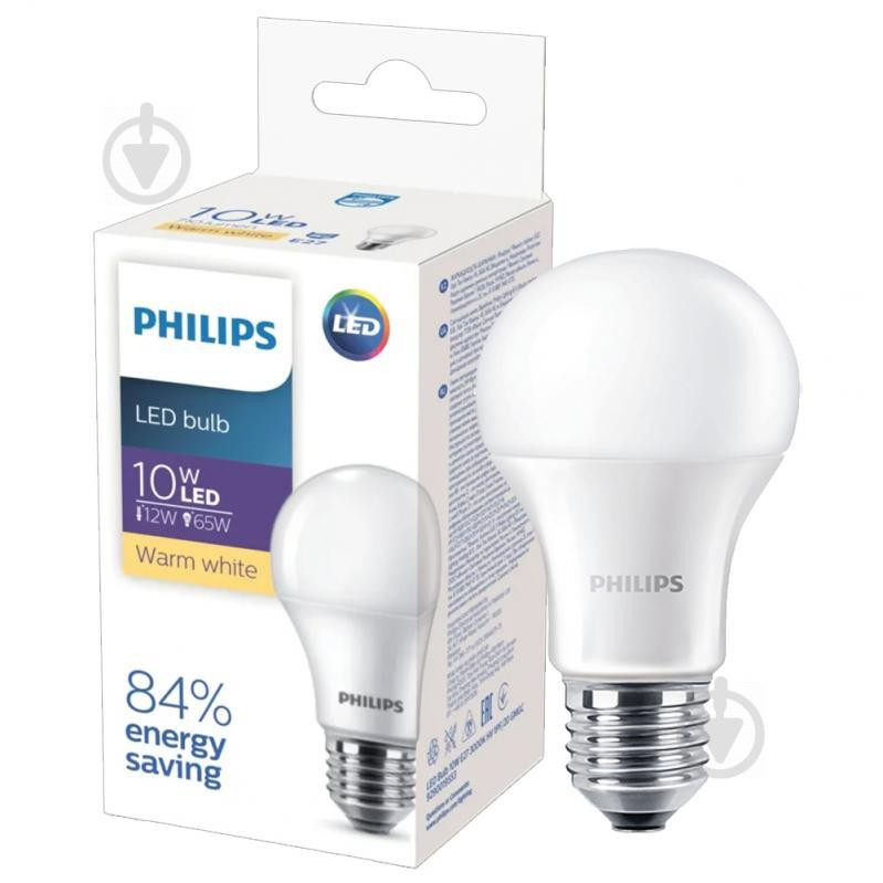 Philips LED EcoHome 10W A60 матовая E27 220V 3000K (8718699639693) - зображення 1