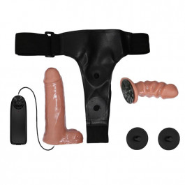 Baile Ultra Passion Harness Dual Penis Strap On 6.2, тілесний (6959532333350