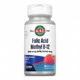 KAL Folic Acid Methyl B-12 800mcg - 60 tabs Raspberry