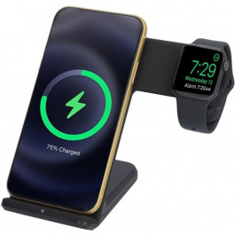 Qitech Charge Dock Station Black 2 в 1 для Apple Watch и iPhone (QT-DS-01bk)