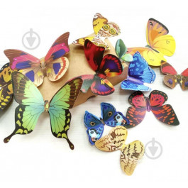 Design stickers Декоративная наклейка 3D бабочек разноцветных для декора самоклеющихся с картона 12 шт. 15x15 см
