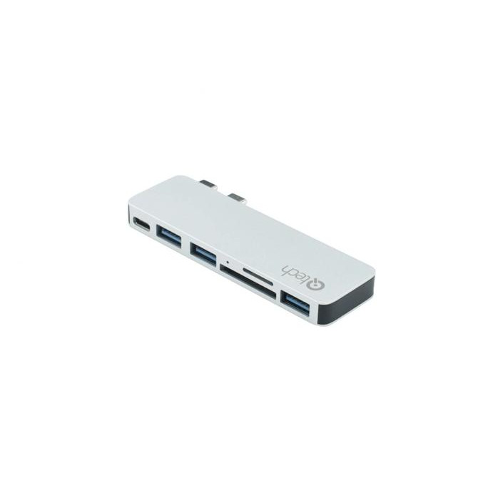 Qitech Adapter USB-C to USB-C+3xUSB3.0+micro SD+SD Space Gray (QT-Hub4) - зображення 1