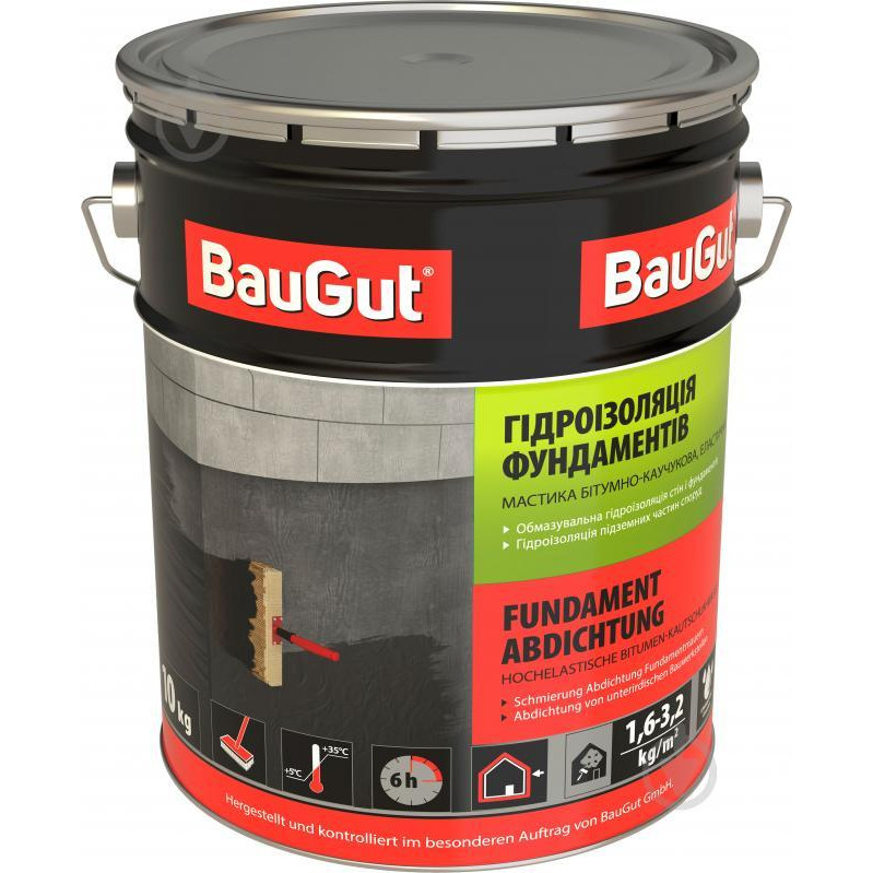 BauGut Мастика бітумно-каучукова гідроізоляція фундаменту 10 кг - зображення 1