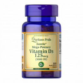 Puritan's Pride Vitamin D-3 125mcg (5000 IU) Sunvite Mega Potency - 100 tabs