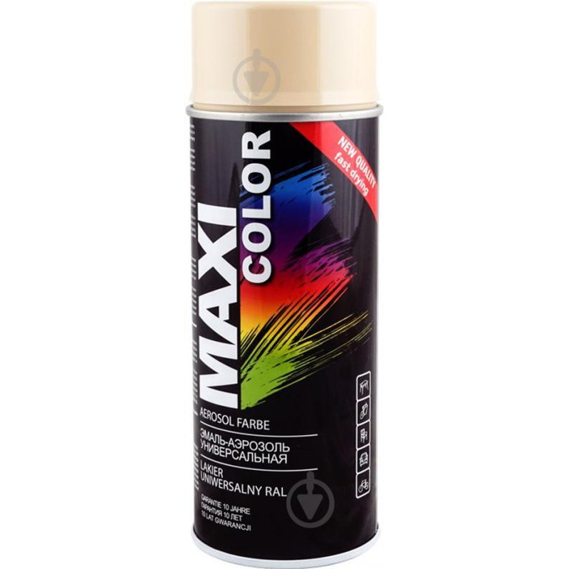 MAXI color Эмаль Maxi Color аэрозольная универсальная декоративная RAL 1001 бежевый глянец 400 мл - зображення 1