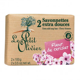 Le Petit Olivier Экстра нежное мыло  100% vegetal oils soap Вишневый цвет 2х100 г (3549620005080)