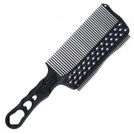   Y.S.Park Двусторонняя тонкая расческа с рельсой  Barbering 240 мм.Серии YS s282RT (YS-s282RT Carbon black)