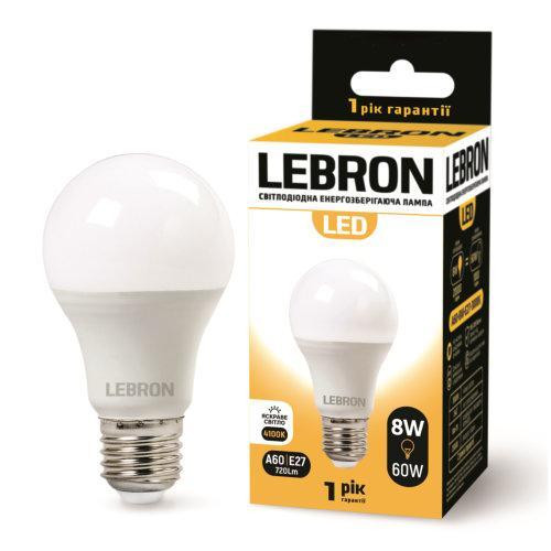 Lebron LED L-A60 8W Е27 4100K 700Lm 240° (LEB 11-11-18) - зображення 1