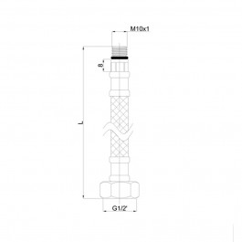 Rubineta Шланг для смесителя  М10x1/2" 70 см (короткая игла) 618070