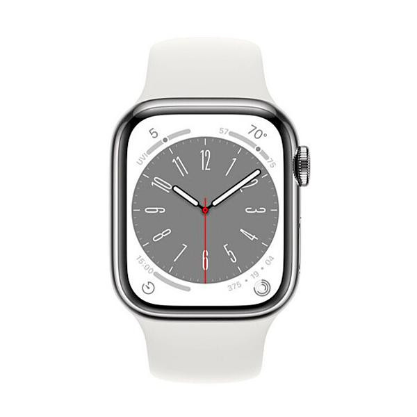 Apple Watch Series 8 GPS 45mm Silver Aluminum Case with White S. Band - S/M (MP6P3/MP6T3) - зображення 1