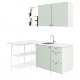IKEA ENHET 594.992.19 Кутова кухня білий блідо-сіро-зелений