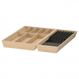 IKEA UPPDATERA, 595.011.99, Лоток для столових приборів, з перегородкою для ножів, світлий бамбук, 52х50 