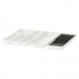 IKEA UPPDATERA, 895.010.65, Лоток для столових приборів + аксесуари, лезові ножі, білий, антрацит, 72х50 